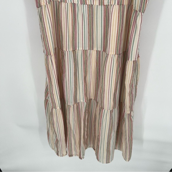 Madewell Tiered Tank Midi Dress Colorful Rainbow Stripe Sundress - Picture 4 of 14